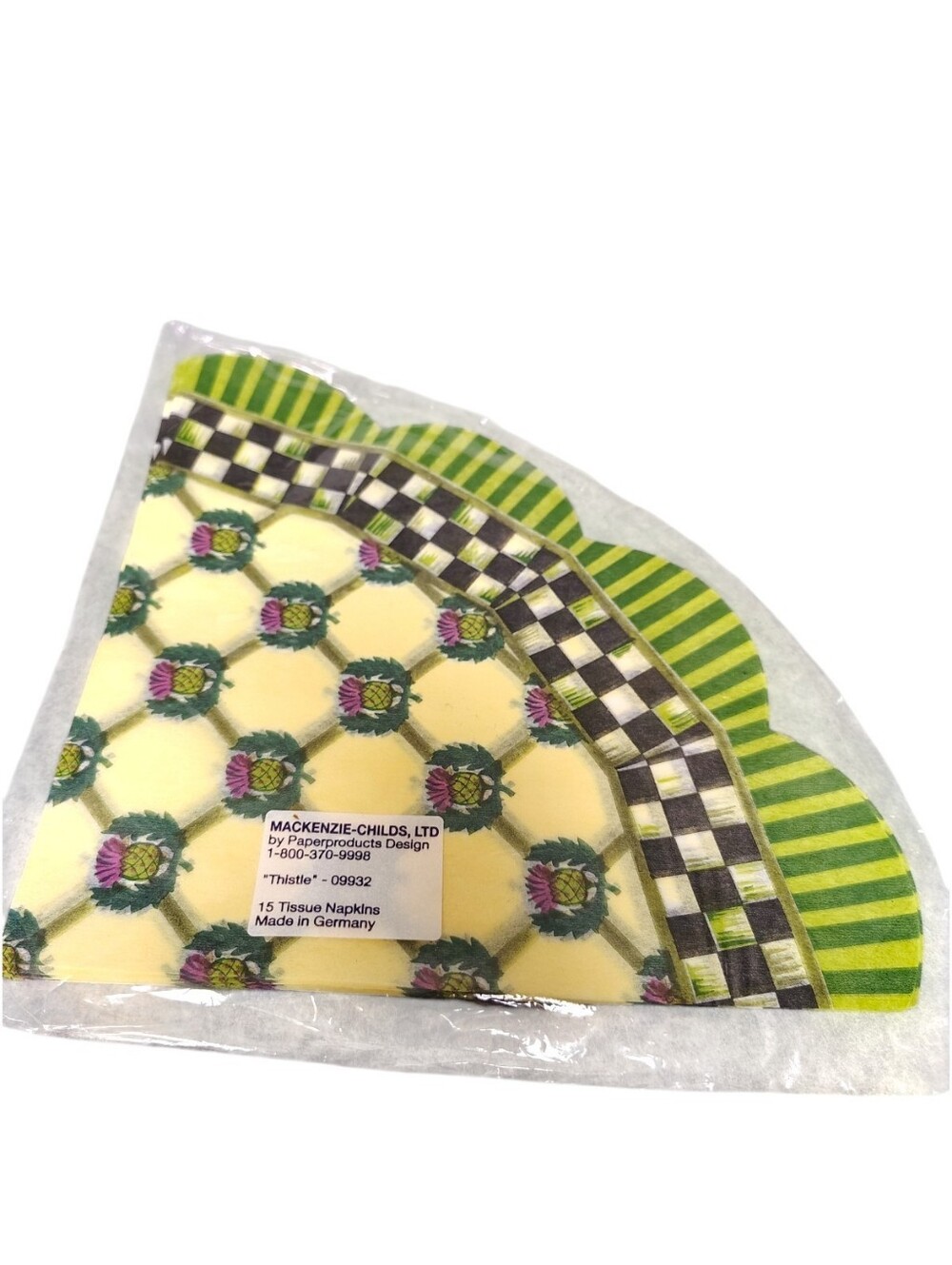 MacKenzie Childs Vtg Retired Tissue Napkins Thistle 15ct NWT Decoupage Scalloped